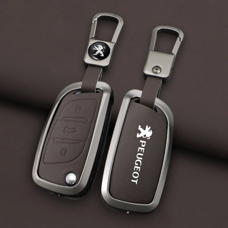 Zinc Alloy Car Key Case Cover Shell Holder Keychain Fob For Peugeot 107 207 306 307 407 308 607 Protection Key Bag Accessories