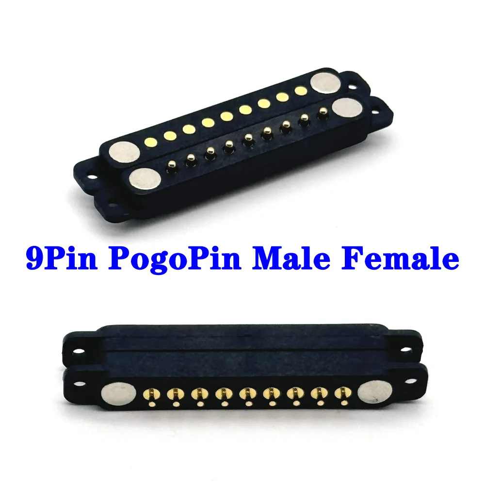 

1sets 9Pin With ears Waterproof DC Magnetic Pogo Pin Connector 1A Pogopin Male Female Spring Loaded DC Power Socket 10P