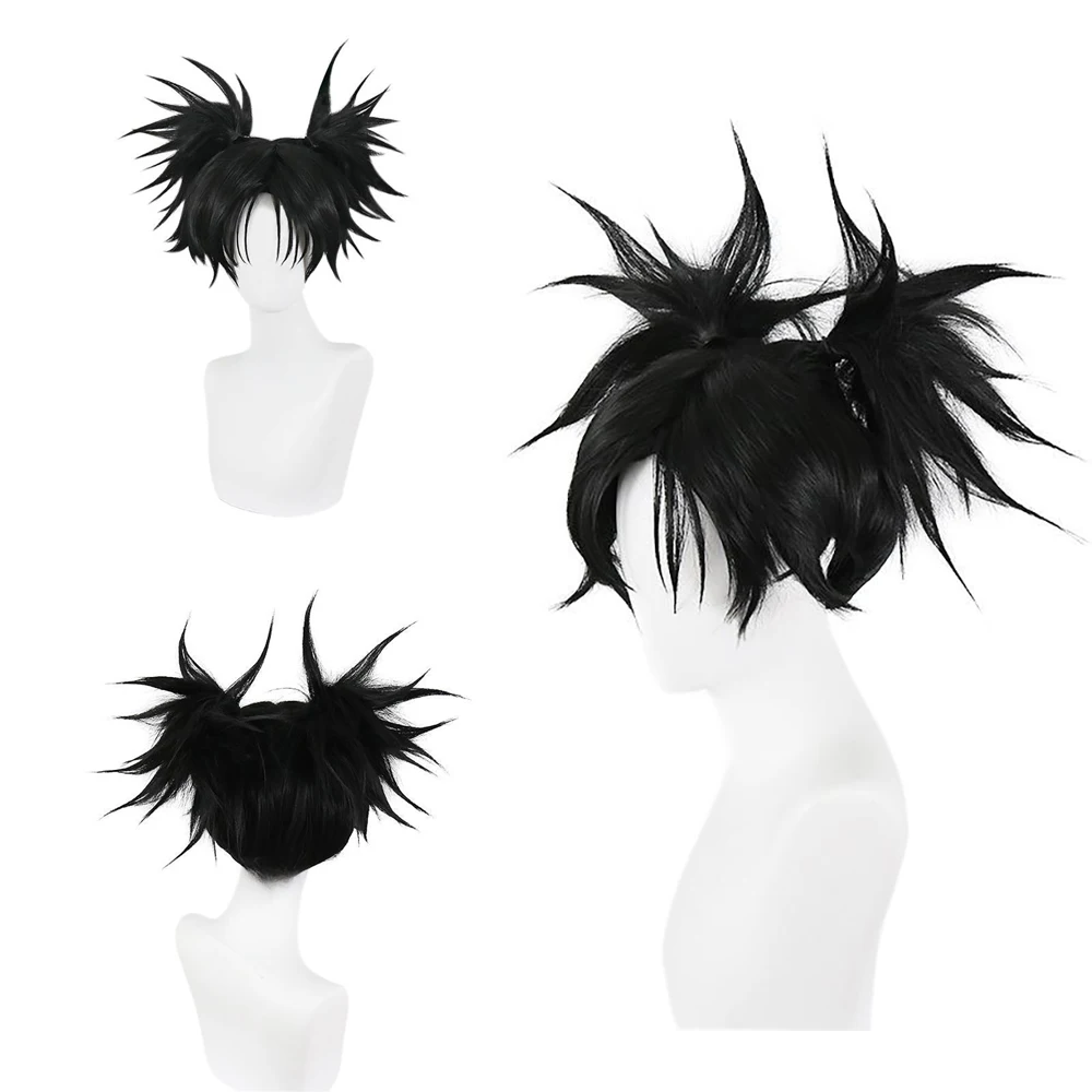 

High-Quality ‌Anime Jujutsu Kaisen Choso Cosplay Synthetic Hair 14-Inch Black Double Ponytail High Braids Daily Party Fluffy Wig