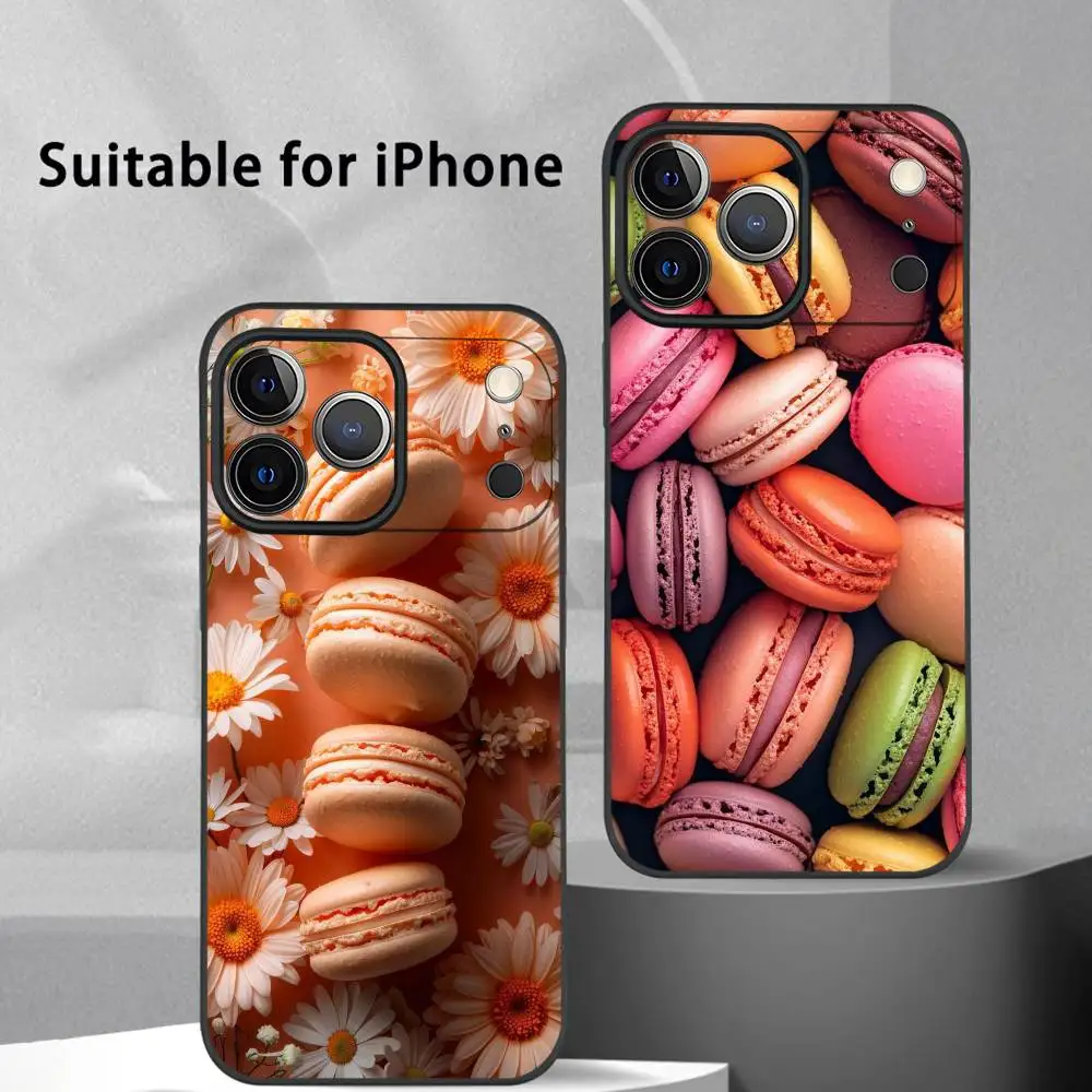 Macaron Ice Cream Cake Donut telefoonhoesje voor iPhone 17 16 15 14 13 Pro Max Plus Mini Frosted Soft Case Funda Schokbestendige hoesjes