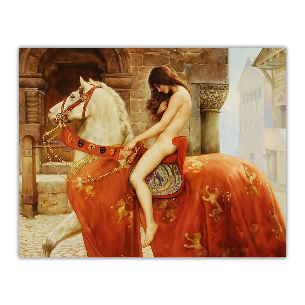 جون كولير "سيدة Godiva" قماش الفن النفط اللوحة الشهيرة الفني المشارك صورة جدار ديكور غرفة المعيشة المنزلي الديكور