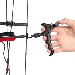 Toparchery Compound Bow Aid Releaser and D Loop Rope Adjustable Rotate 360° Thumb Release Bow Aluminum Alloy Archery Release Aid