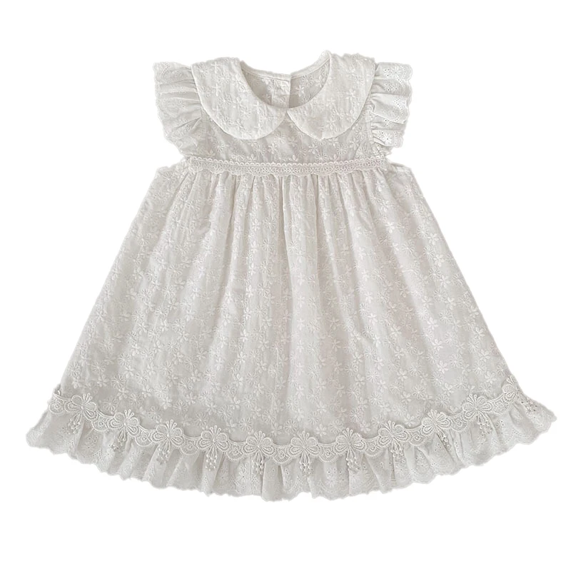 2026 Neuer Sommer 0-24M Baby Mädchen Kurzarm Baumwolle Weißer Strampler 2-6 Jahre Kinder Prinzessin Süßes Stickerei-Kleid Schwesterkleid – Detail 31