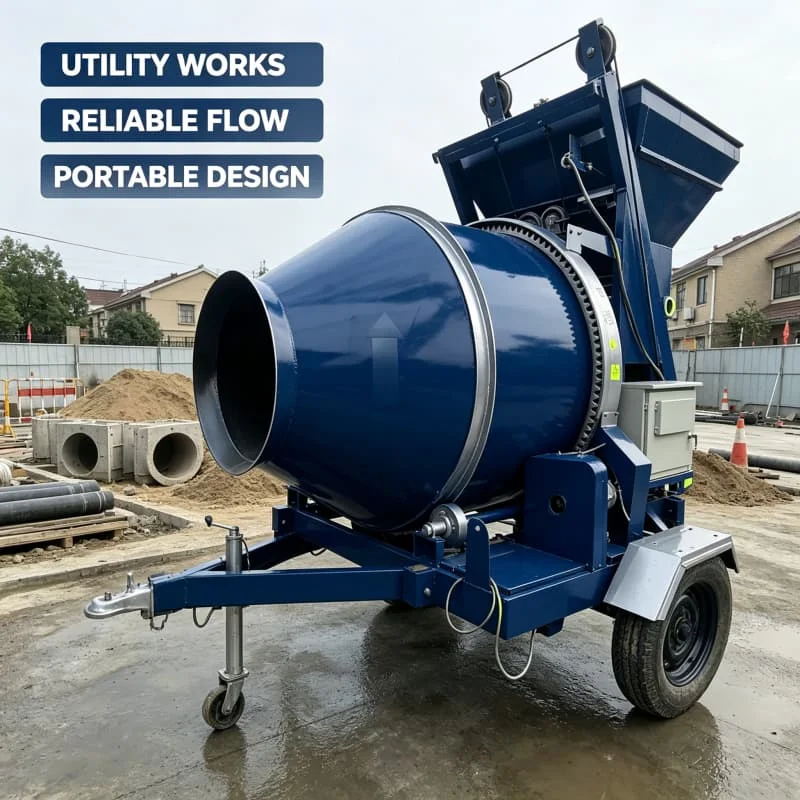 Towable Foundation Free Concrete Mixing Station 15m³/h For Small Farm Building Garden Wall Project Customized