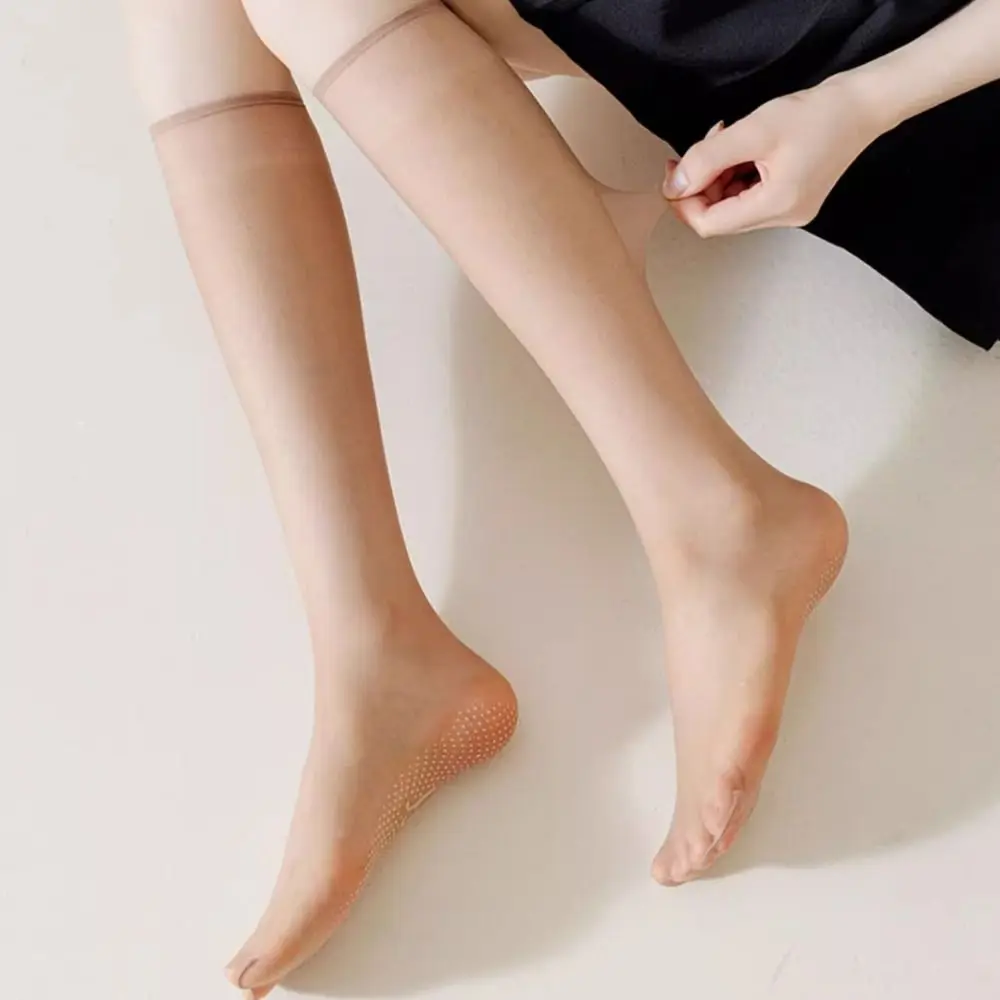 8Pairs Fashion Solid Transparent Stockings Ultra-thin Lolita JK Long Tube Socks Harajuku Streetwear Silky Calf Socks Lady