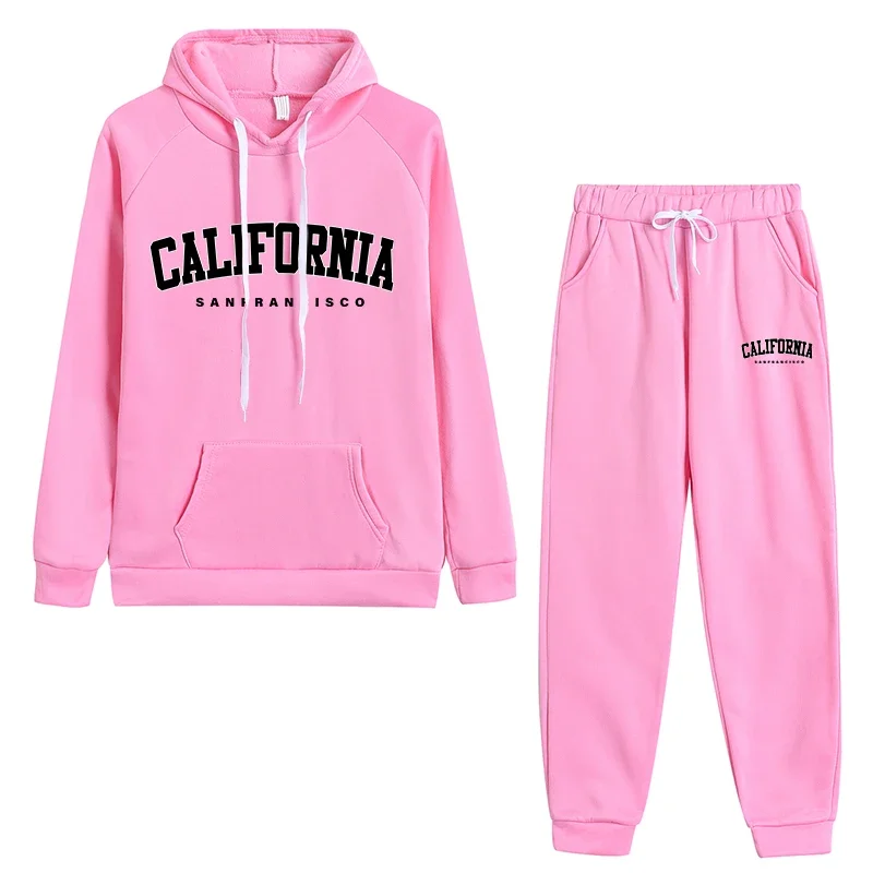 Womens Tracksuit California Letter Printing Hooded Sweatshirts Suit HighQuality Fashion Casual Pants Sets JoggingSports Clothing