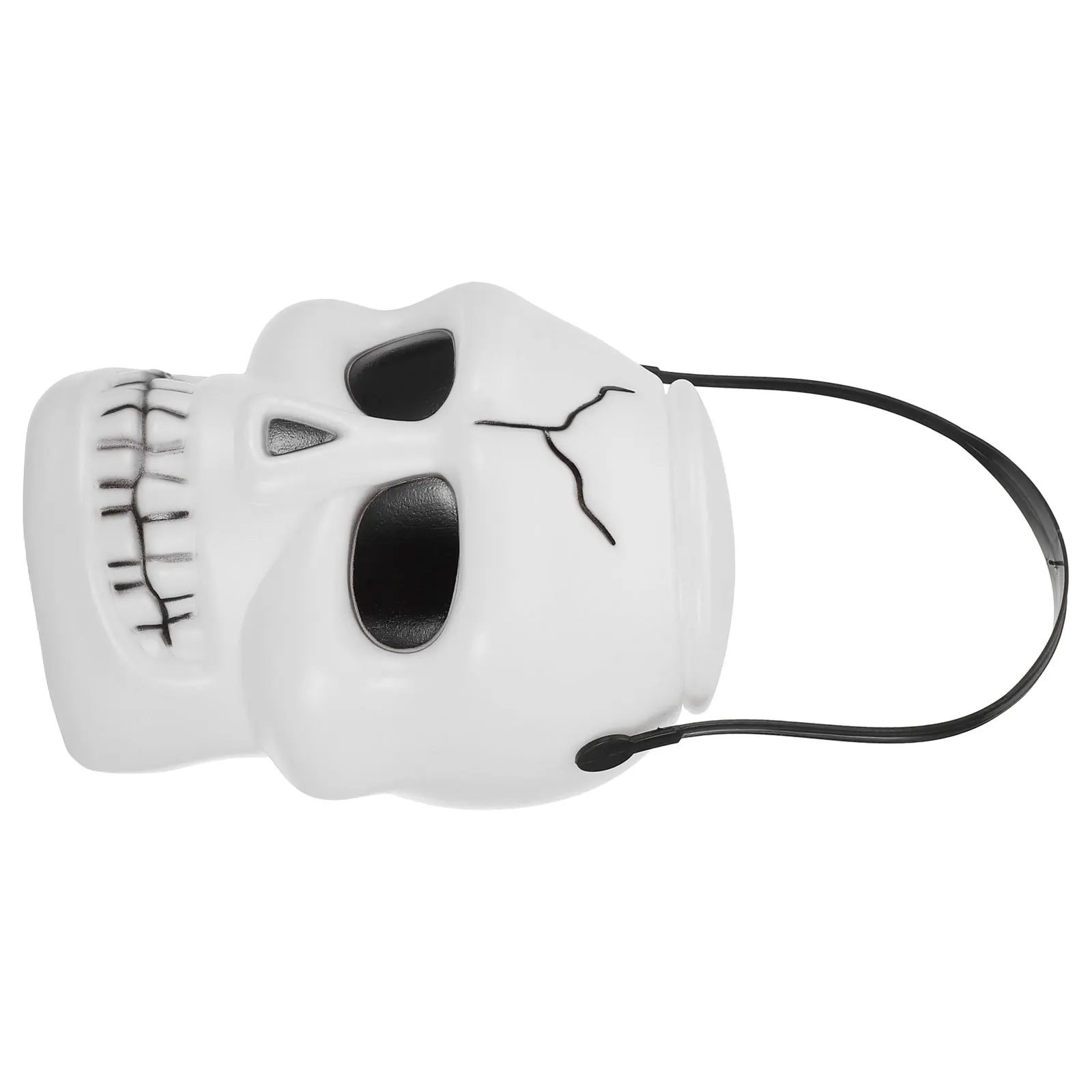 

Skull Shaped Halloween Bucket Candy Container Portable Plastic Treat Holder For Party Trick-Or-Treat Snack Storage Decor