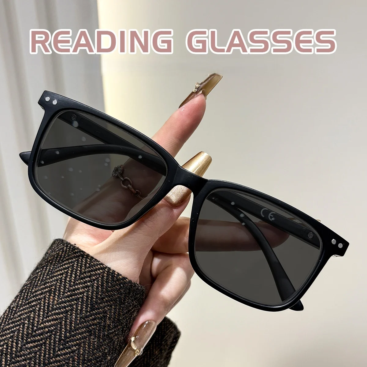 Rechteckige Sonnenbrille für Damen und Herren, Polygon Vintage Markendesigner Quadratische Sonnen- und Lesebrille, Unisex-Brillen
