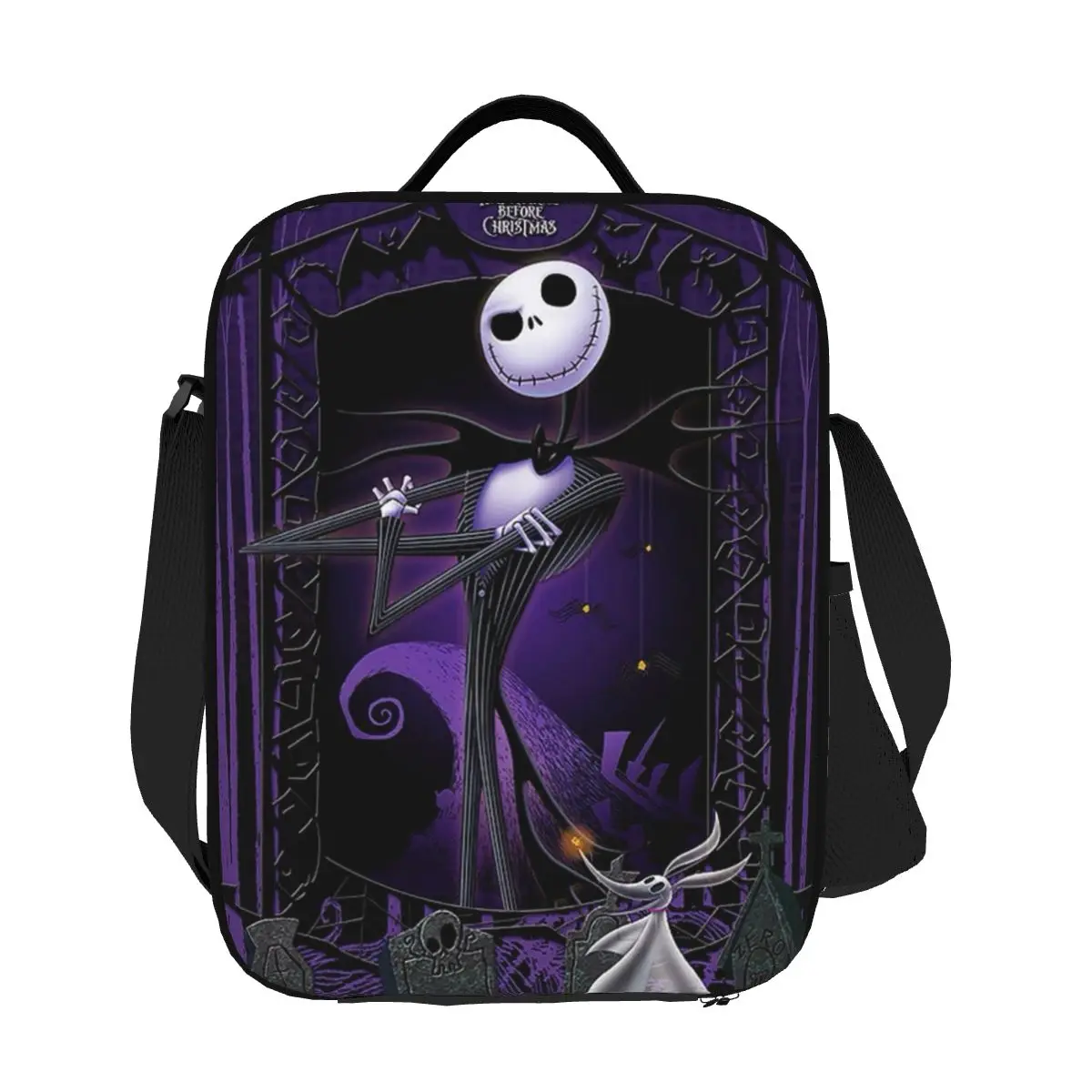 

Custom Nightmare Before Christmas Insulated Lunch Bags for Women Jack Skellington Resuable Thermal Cooler Food Bento Box School