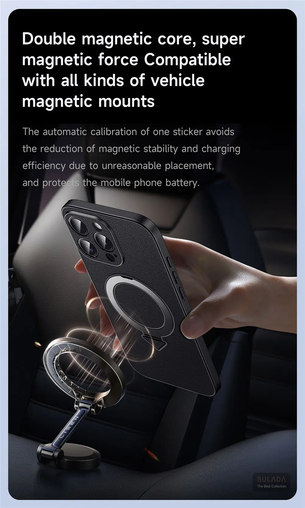 حافظة من جلد البقر الطبيعي المغناطيسي ، غطاء خلفي بقوس ، نحيف ، مناسب لهاتف آيفون 16 برو ، 16 ، 15