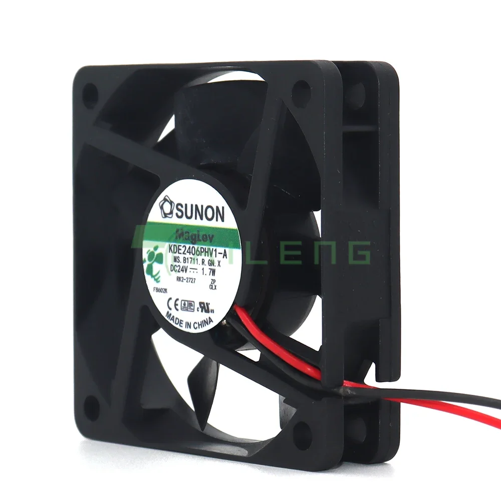 2 สาย 2 ขา KDE2406PHV1-A 6 ซม.60 มม.1.7 W 24V 6015 6 ซม.พัดลมระบายความร้อน 60*60*15 มม.