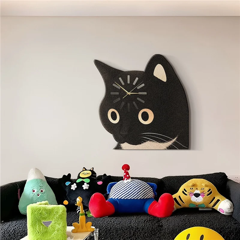 New Cartoon Wall Clock, Dopamine Style Cute Hanging Timepiece, Luxury Decor Wall Watch for Living Room Dining Room Kids Bedroom