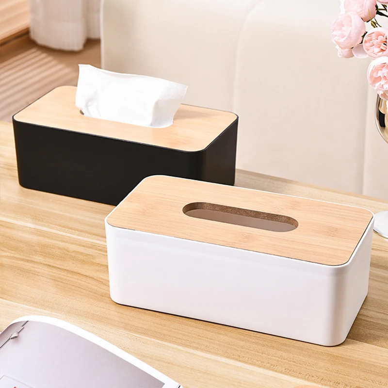 Küchentuchbox aus Kunststoff, abnehmbar, rechteckig, minimal gestaltete Papierbox für Haushalt, Esstisch, Wohnzimmer, Badezimmer, TMZ – Detail 8