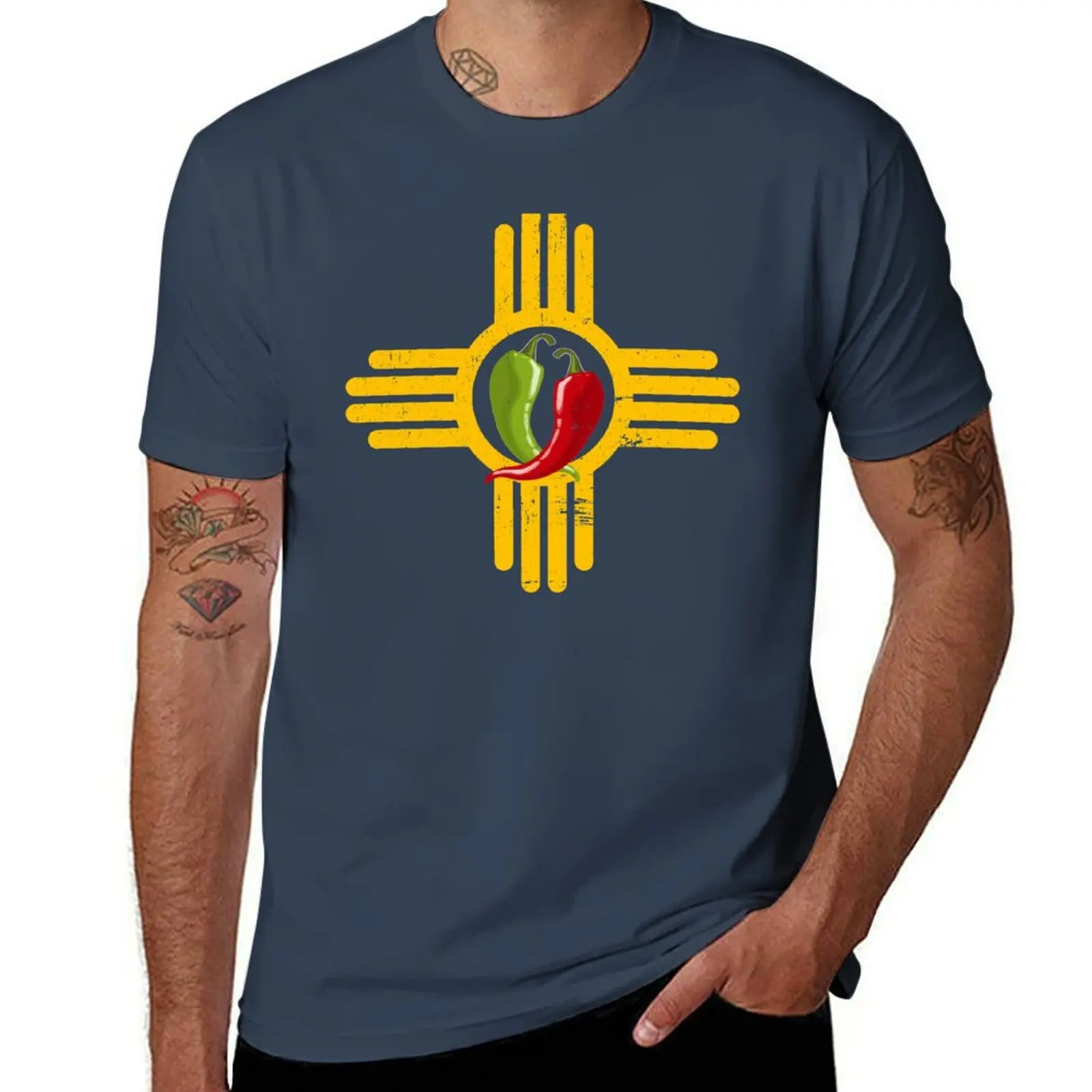

New Mexico Southwest Zia with Red and Green Chile T-Shirt t shirts with prints mens graphic t shirts T-Shirt