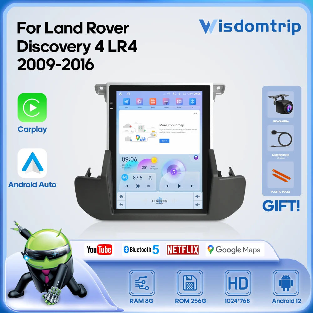 

For Land Rover Discovery 4 LR4 2009-2016 Intelligent Multimedia Video Player GPS Radio 4G WiFi Navigation CarPlay+AUTO Android12