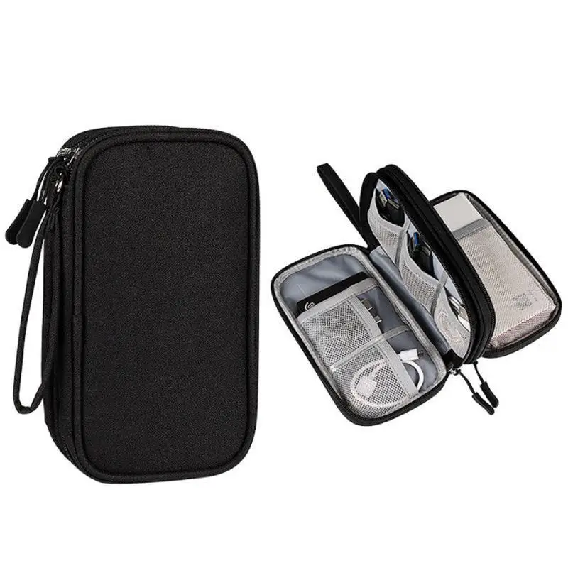 Ein- und zweilagige tragbare Taschenorganizer für USB-Kabel, Ladegeräte, Powerbanks und Reisezubehör
