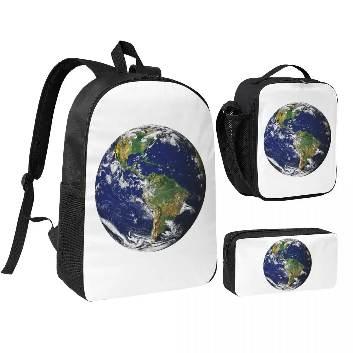 The Planet Earth - Our Blue Marble Backpack Student BookBag School Bag Laptop Shoulder Bags 3ps Insulated Lunch Bag Pencil Case