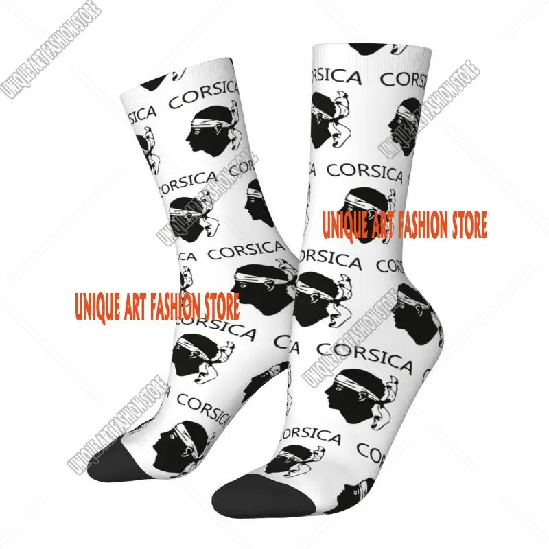 Corsica Corse Flag Head France Mens Crew Socks Unisex Cute Spring Summer Autumn Winter Dress Socks