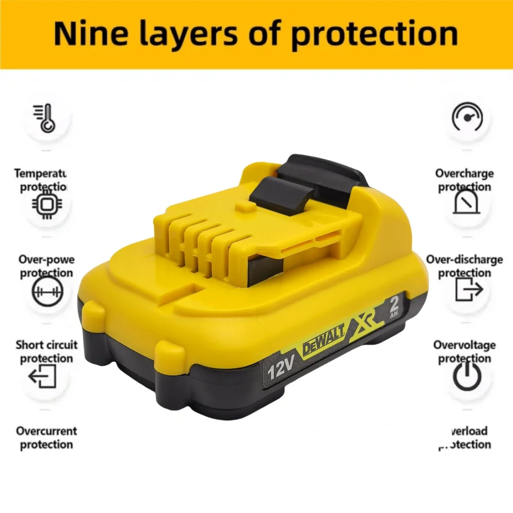 12V battery, 2.0Ah  DEWALT lithium-ion battery, dewalt ,DCB123, DCB125, DCB124, DCB122, DCD710 power tool battery view 2