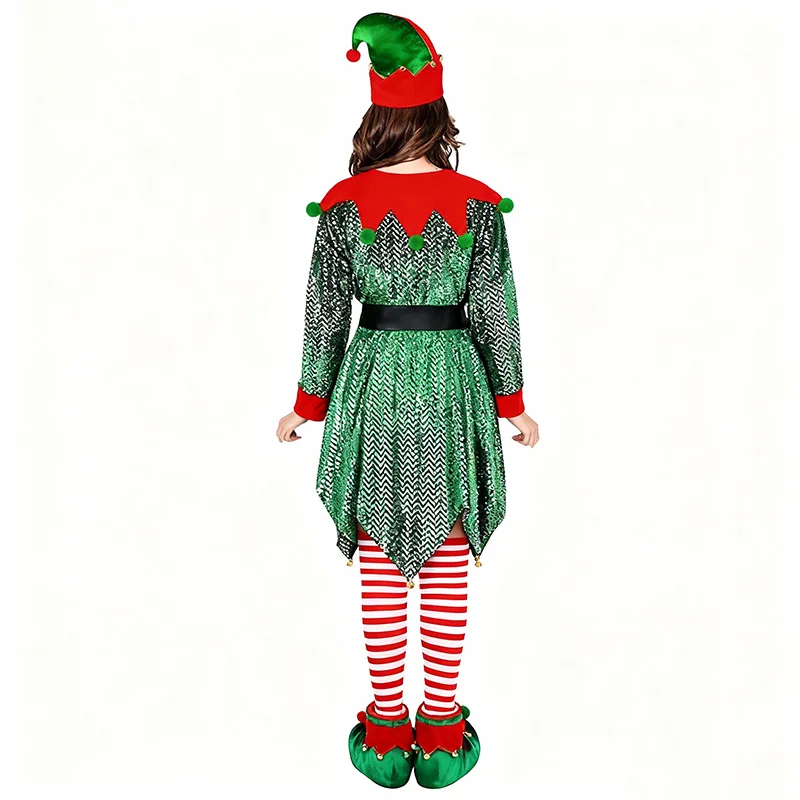 الكبار عيد الميلاد قزم مجموعة فستان أداء الحفلات مجموعة فستان تأثيري قبعة الجوارب السراويل حزام أحذية السنة الجديدة مطرزة زي الحفلات #4