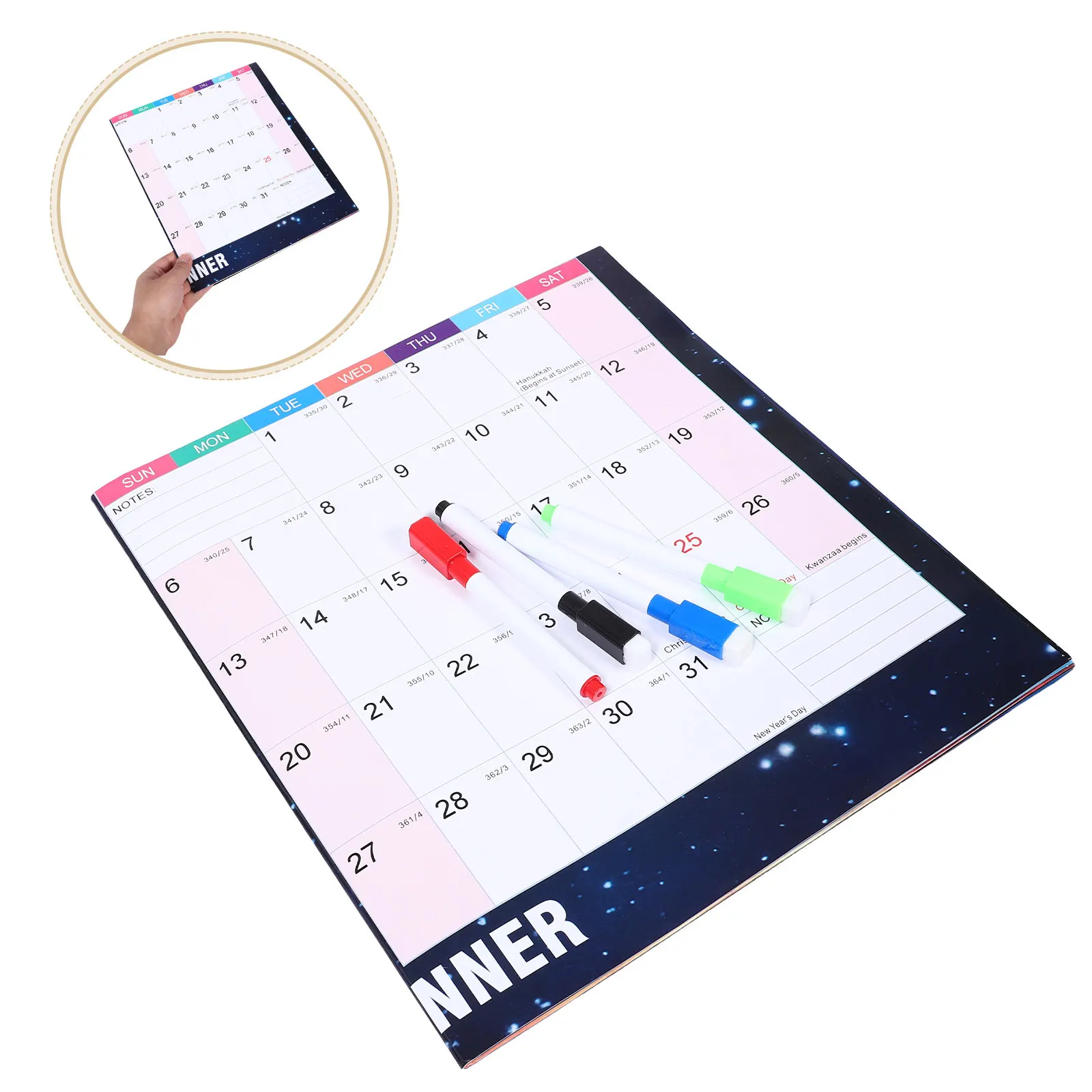 

1Set 2026 Large Dual-Sided Dry Erase Wall Calendar Reusable Erasable Planning Calendar for Home Office Family Wall Mounted