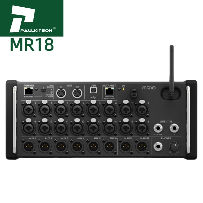 

Paulkitson Mixer MR18 Digital Rack Mixer 18-Channel Digital Console Stage Music Equipment Pa Sound System Audio DJ Mixer