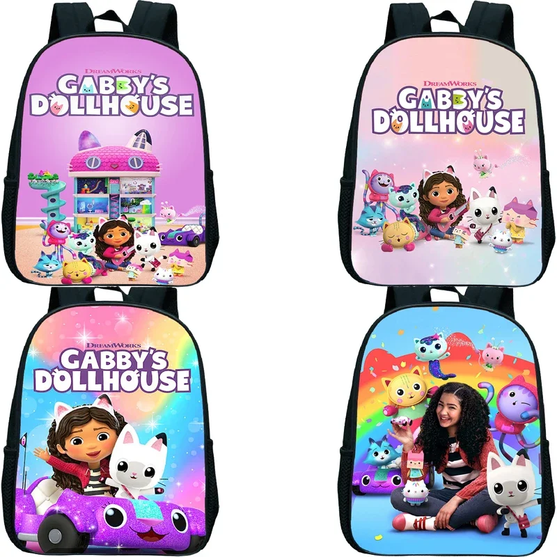 

Kids Gabby's Dollhouse Kindergarten Backpack Primary Bagpack Cartoon Bookbag Boys Waterproof Rusksack Girls Softback School Bag