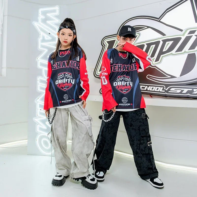 Hip Hop Costumes Girls Jazz Dance Set Street Dance Stage Clothes Boys Fashion Catwalk Show Outfits Kids Competition Wear XH1535