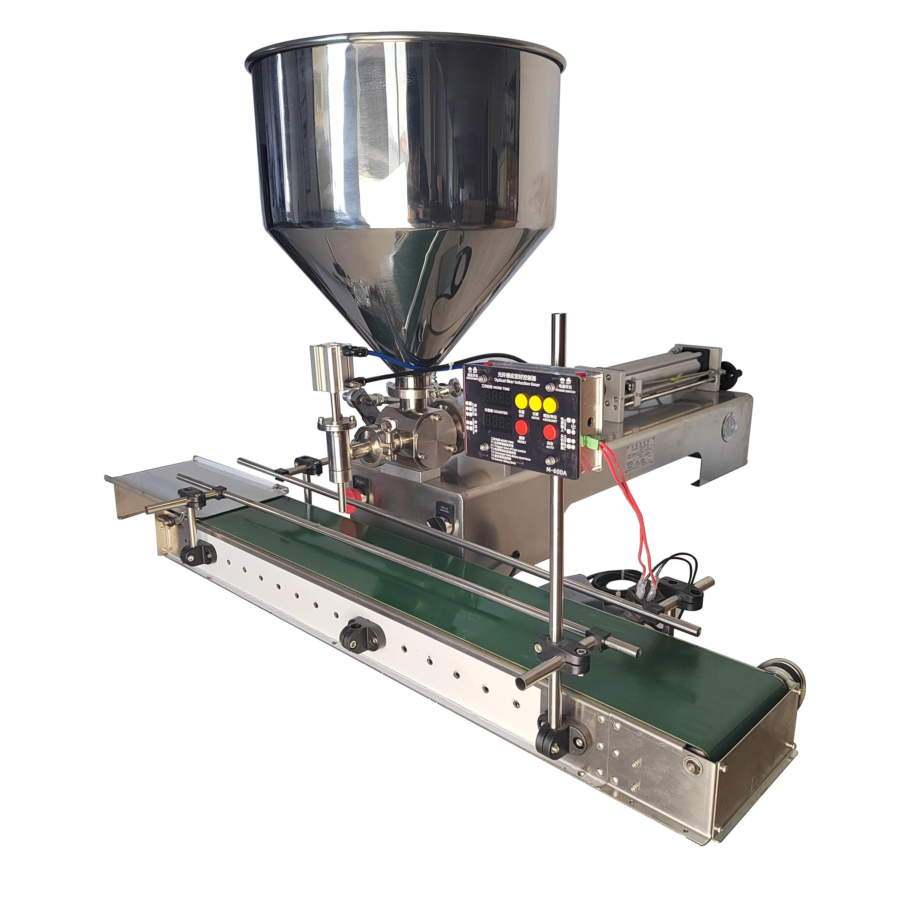 

Automatic Table Top Piston Pump Jam Honey Cosmetic Cream Shampoo Ketchup Lotion Paste Filling Machine With Conveyor