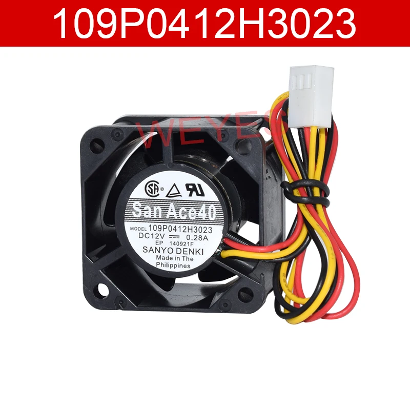 New For SANYO 109P0412H3023 DC12V 0.28A Three Lines 40*40*28MM  Cooler Fan