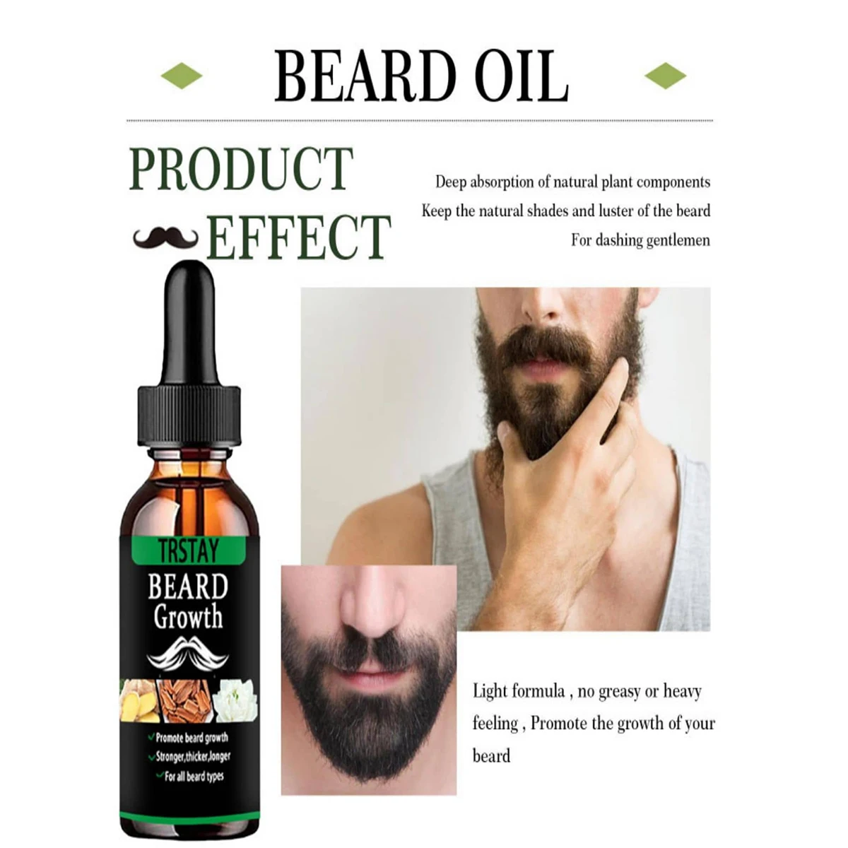 Men Beard Growth Essential Oils Essence Spray Nourishing and Moisturizing Spray Beard Care Grooming Oil