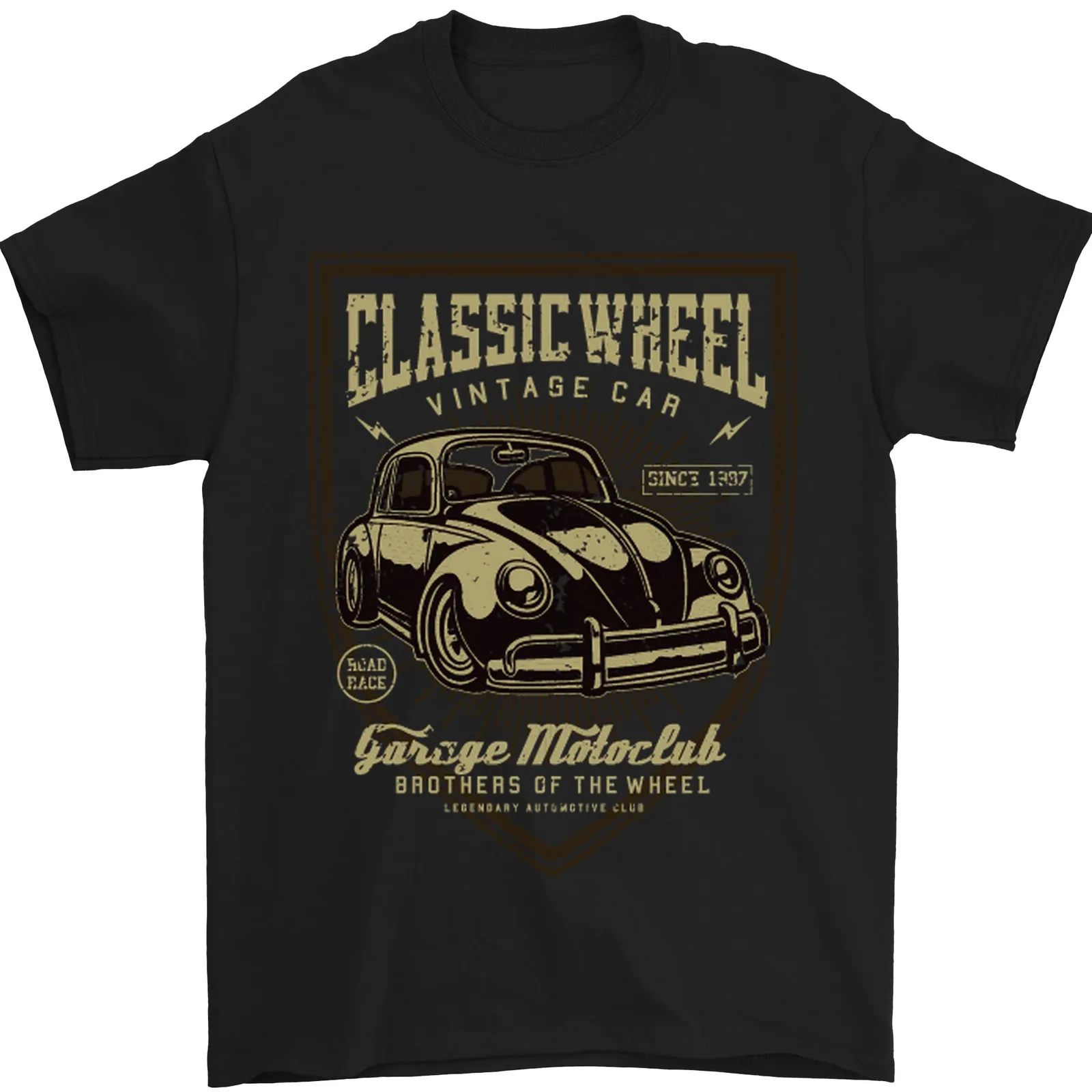 Classic Wheel Motorcycle Motorbike Biker Mens T-Shirt 100% Cotton