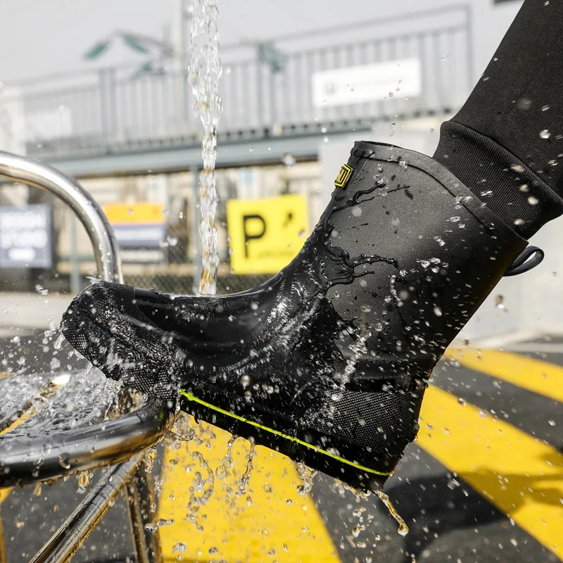 Botas de lluvia antideslizantes de media pantorrilla para hombre, zapatos de agua de pesca al aire libre para jinete, zapatos de goma para sitio de