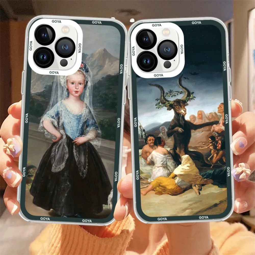 Francisco Goya Famous Painting Phone Case For iPhone 11 12 Mini 13 14 15 Pro Max Transparent Shell