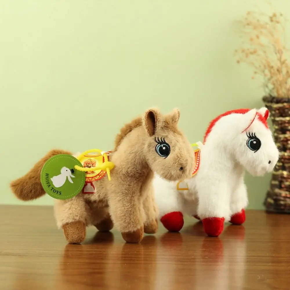 Peluche Cavallo Peluche Bambola Morbido Anno del Cavallo Mascotte Peluche Cavallo Ciondolo Appeso Decor Portachiavi Pony dai capelli lunghi