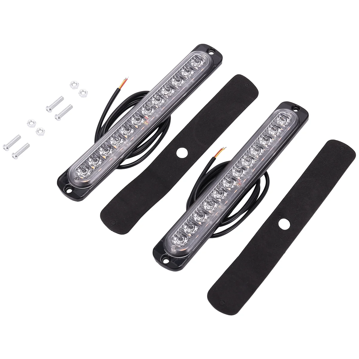 2Pcs 12LED Amber Led Light-Head Emergency Beacon Hazard Warning Light Flashing Strobe Light Bar Surface Mount for Construction