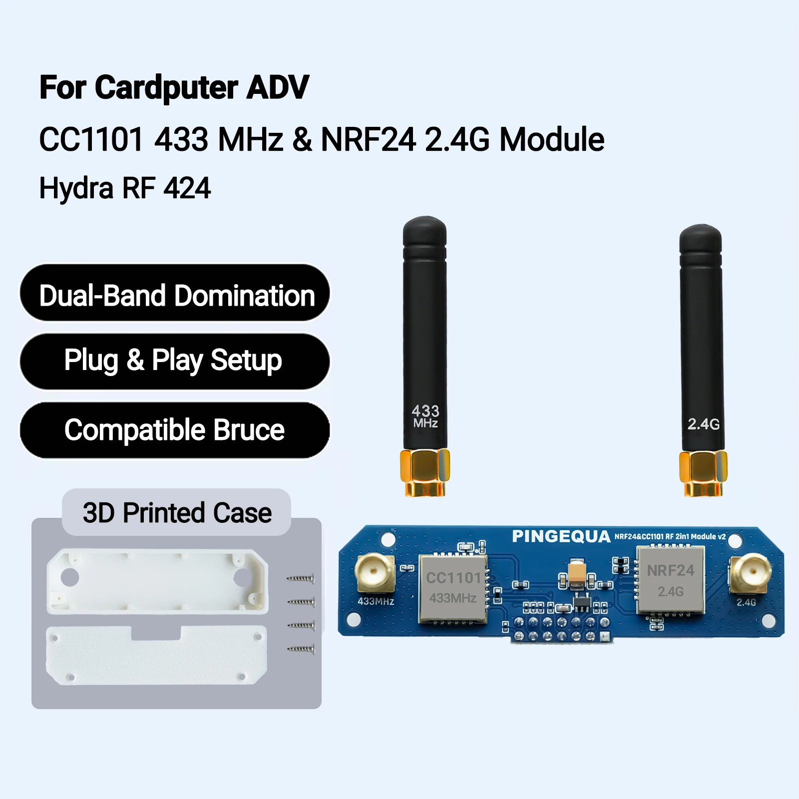 NRF24 y CC1101 433Mhz para M5Stack Cardputer ADV, Conmutación Automática, Señal Fuerte, Compatible con Bruce, Módulo RF 424 PINGEQUA Hydra
