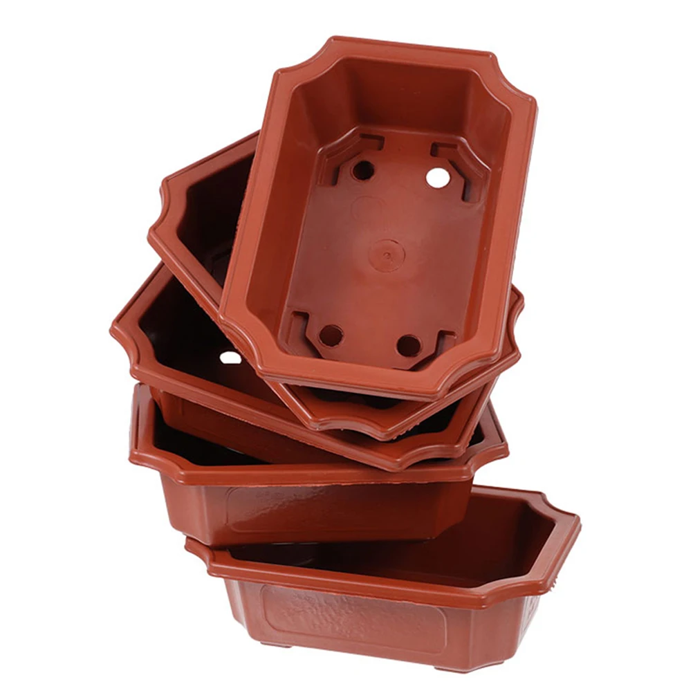 

5 Pcs Red PA240 Bonsai Planter Pots Flower Planting Bowls Artificial Watering Balcony Garden Minimalist Style Home Practical