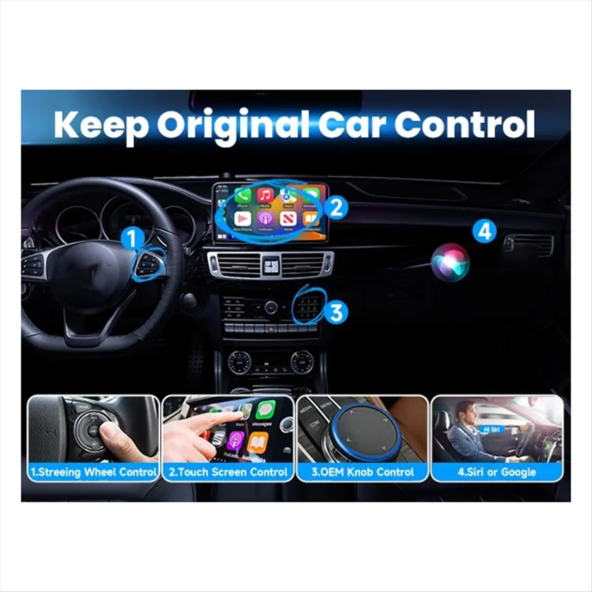 AC2127★♠◐2-in-1 Wired to Wireless CarPlay Adapter Plug&Plug Auto Connect Converts for Wired Cars Compatible for & Android