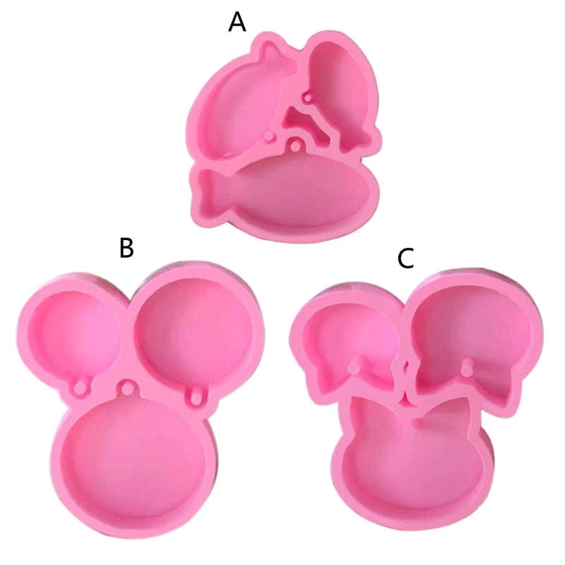 DIY for Cat for Head Keychain Silicone Epoxy Mold DIY Keychain Pendant Jewelry Crafting Mould for Valentine Love Gift Cr