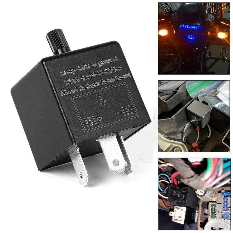 

3-Pin LED Adjustable Motorcycle Flasher Blinker Relay Turn Signal Indicator Hyper Flash Motorcycle Switch 12V For Cars Bikes