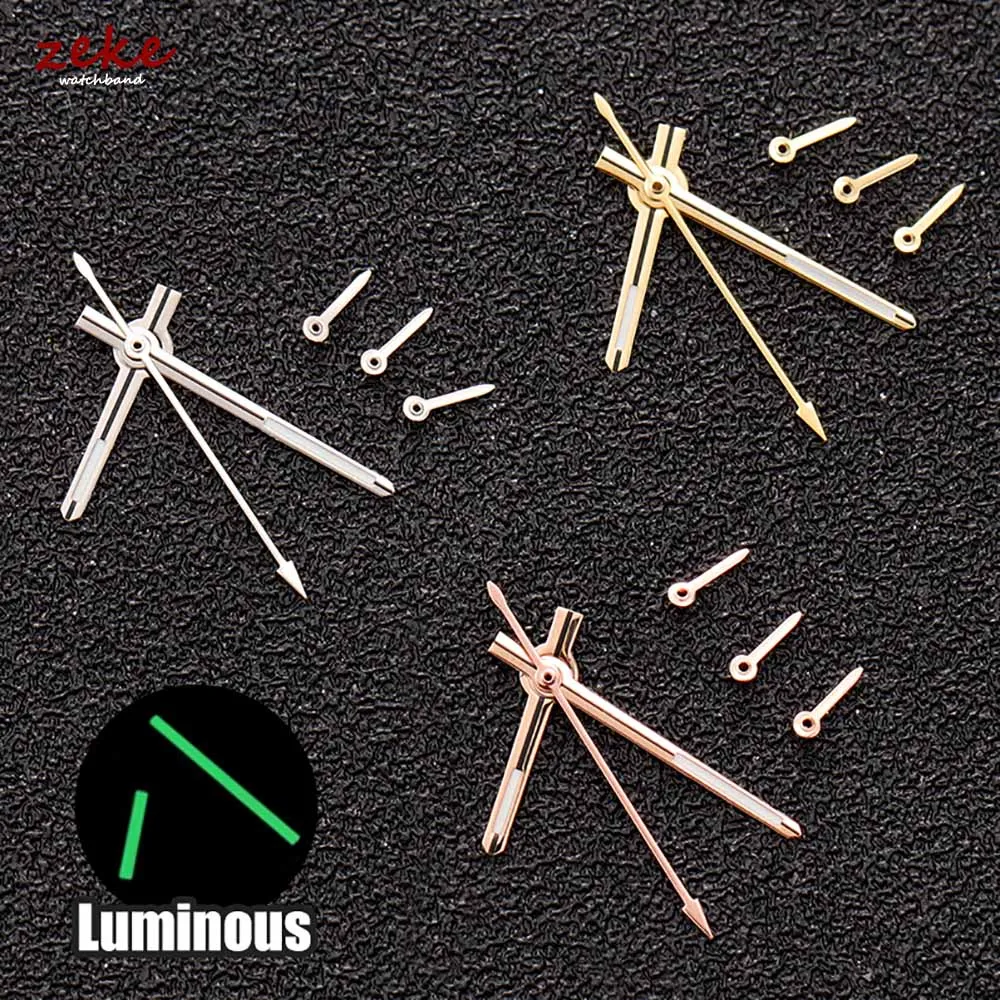 VK63 Watch Hands Rose Gold Silver 6-Hands Fit For VK63 Quartz Movement Green Luminous Watches Parts Pointer/Needle Accessories