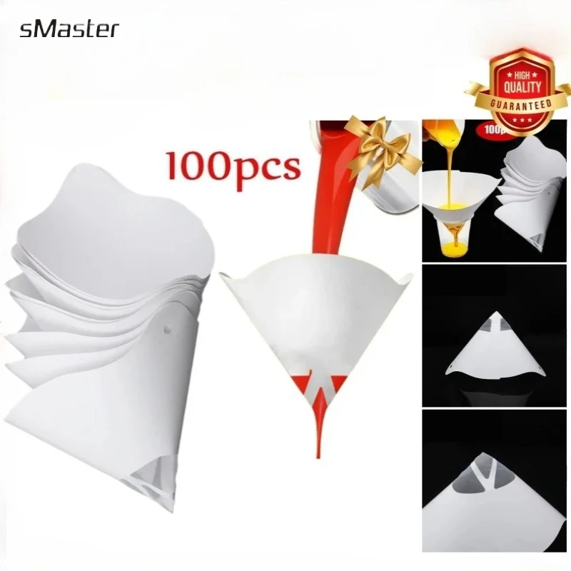 Paint Filter Paper 10x19 cm 100 Micron Disposable Mesh Strainer Funnel Strainer Disposable Conical Straining Funnel