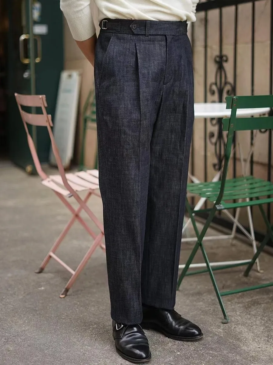 Italian Vintage Paris Button Loose Tapered Casual Pants Naples Pants Washable Jeans Can Be Customized