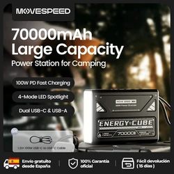 MOVESPEED LED-Campinglaterne, 70000 mAh, Akku mit großer Kapazität und wiederaufladbarer Lampe, LED-Notlicht für Stromausfall im Freien