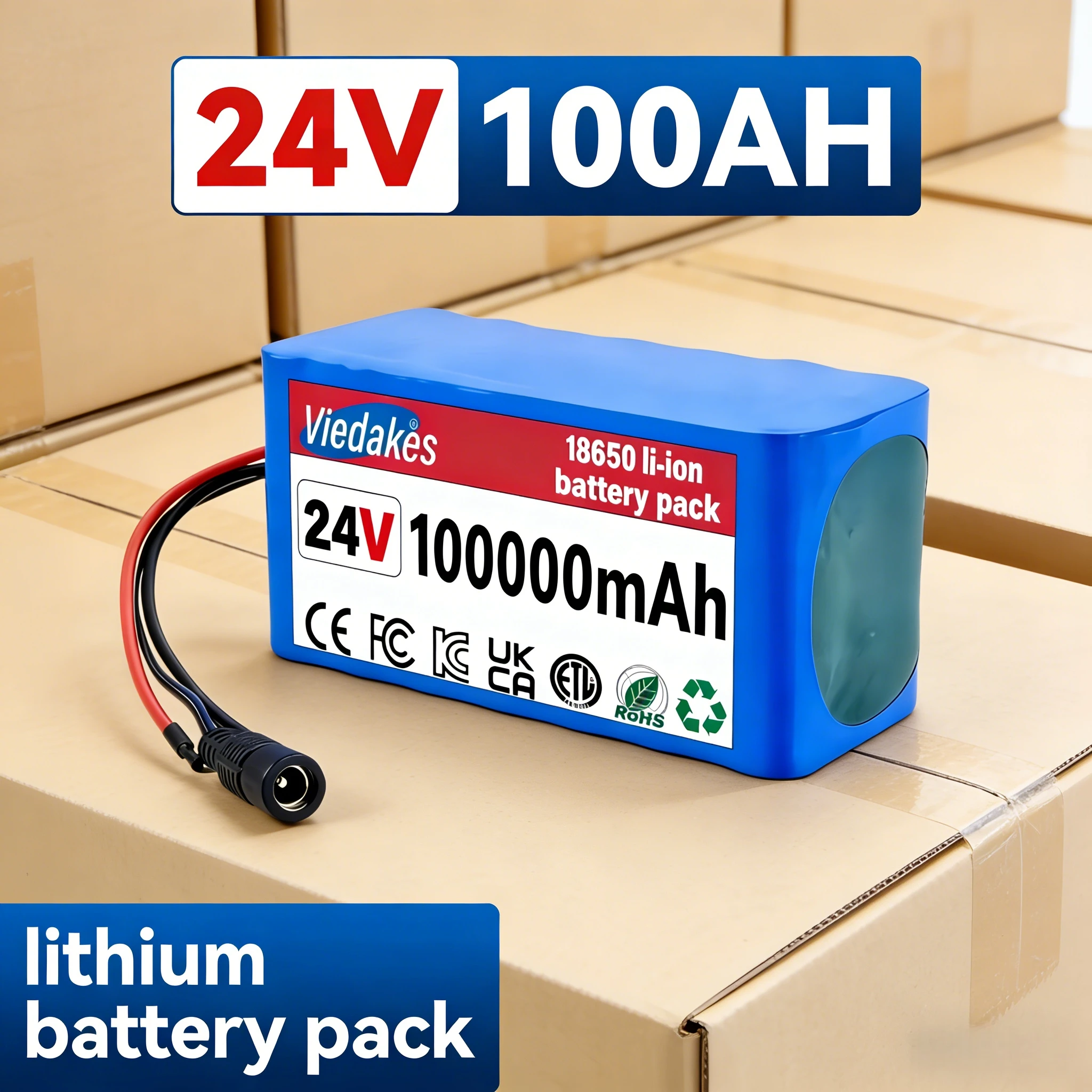 New 24V 100Ah High capacity 7S3P 21700 Lithium Battery Pack for E-Motor Wheelchair Scooters, 4000+ Cycles,Rechargeable Battery