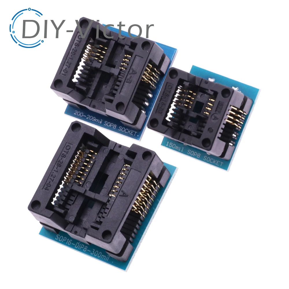 1PCS SOP16 SOP8 to DIP8 150mil 200mil 208mil 209mil Adapter Socket for EZP2010 EZP2013 EZP2019 RT809F CH341A TL866 Programmer