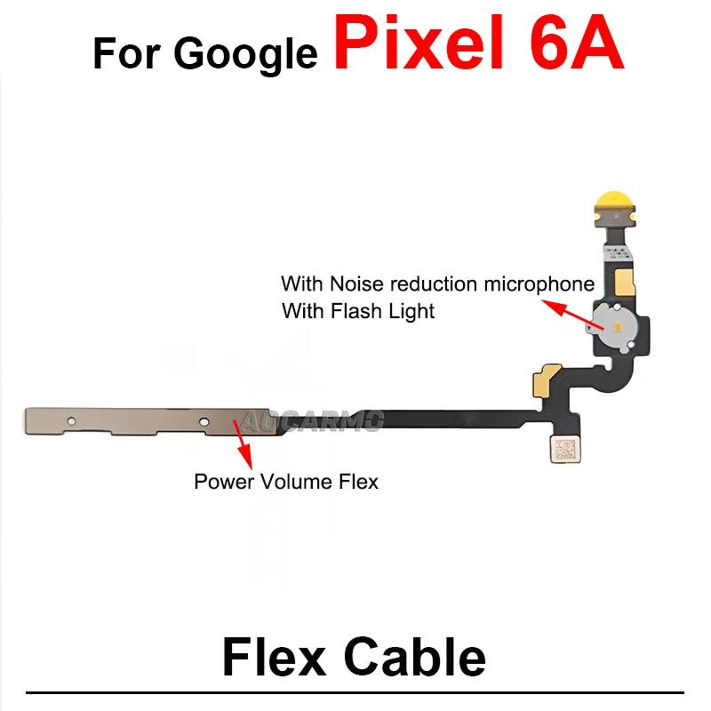 Power Volume Buttons Flex With Flash Light  Flex Cable For Google Pixel 7A 6A Replacement Part