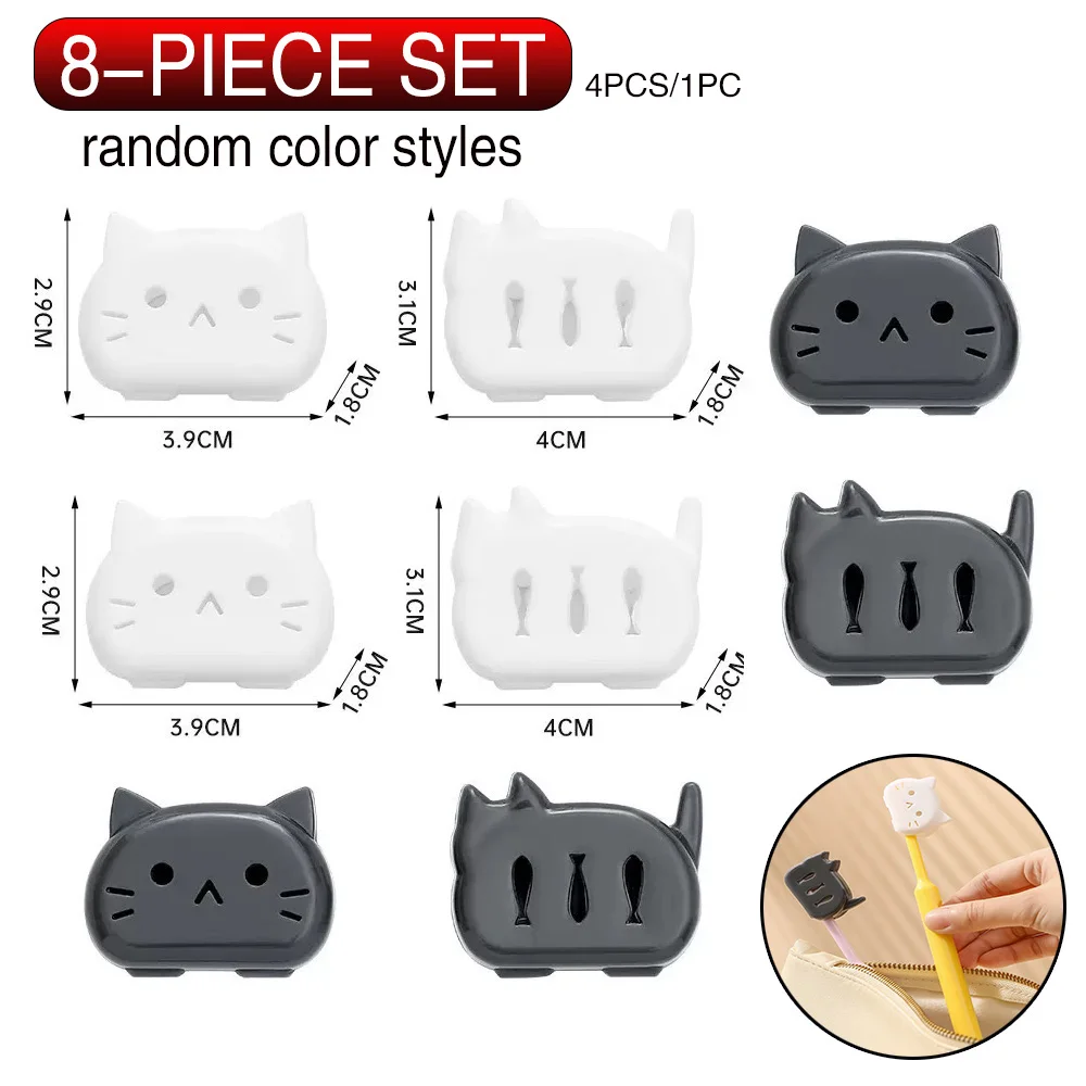 Cartoon Cat Toothbrush Protector 1/4/8PCS Travel Essentials Toothbrush Cover Reusable Toothbrush Storage Shield