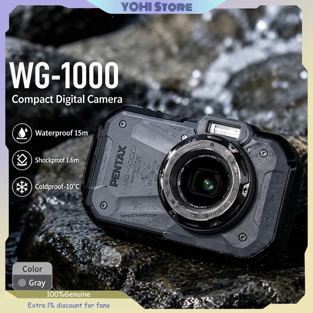 PENTAX Series WG-1000 Portable Digital Camera Comes with Flash 15m Waterproof 2m Impact Resistant and Dustproof 7 Shooting Modes